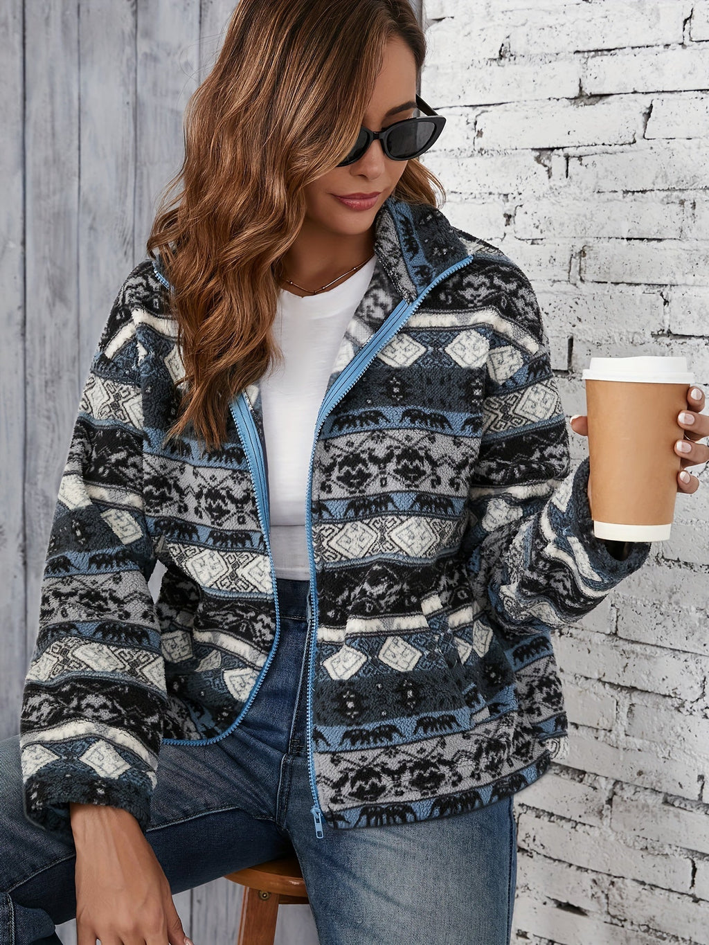 Eline | Tribal Print Fleece Jacket