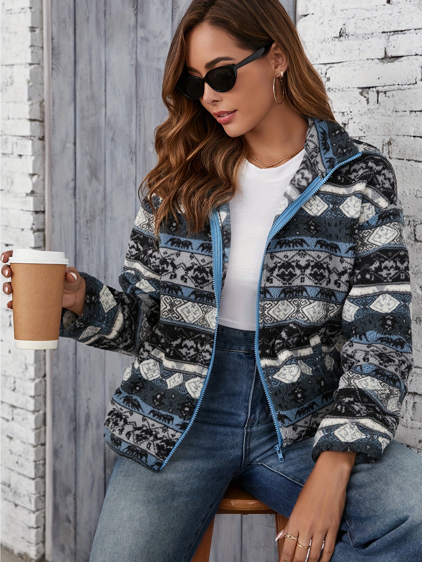 Eline | Tribal Print Fleece Jacket