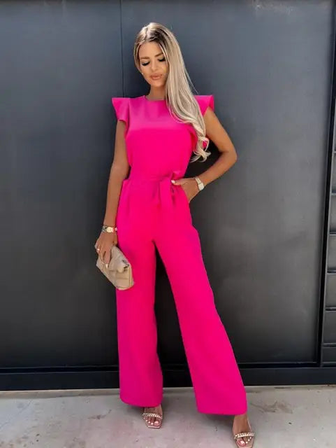 Eline | Ruffled Sleeve Jumpsuit with Belt