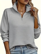 Elise | Textured Long Sleeve Casual Sweatshirt