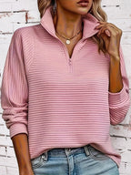 Elise | Textured Long Sleeve Casual Sweatshirt