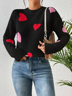 Elise | Women's Round Neck Sweater with Heart Pattern