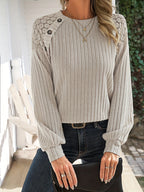 Emma | Stylish Polyester Women's Sweatshirt with Lace Shoulder Details and Button Accents
