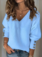 Emma | Stylish V-Neck Knit Sweater with Long Sleeves