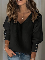 Emma | Stylish V-Neck Knit Sweater with Long Sleeves