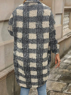Emma | Fuzzy Patterned Checked Button Coat