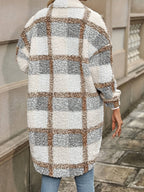 Emma | Fuzzy Patterned Checked Button Coat