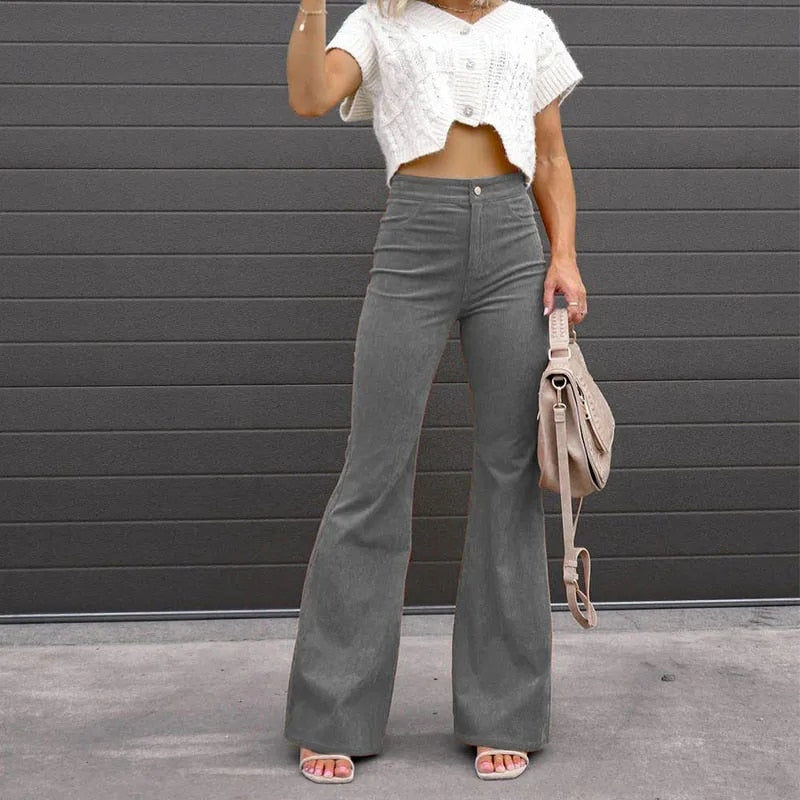 Erika | Women's High-Waisted Vintage Corduroy Trousers