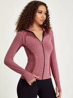 Esmée | Black Full-Zip Sporty Track Jacket with Long Sleeves