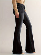 Eva | High-Waisted Flared Jeans with Double Button Detail