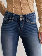 Eva | High-Waisted Flared Jeans with Double Button Detail