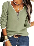 Evelien | Stylish V-Neck Jumper with Contrast Accents
