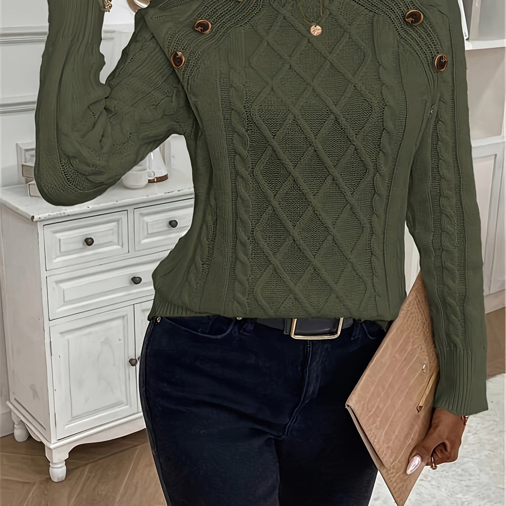 Evy | Classic Round Neck Cable Knit Sweater