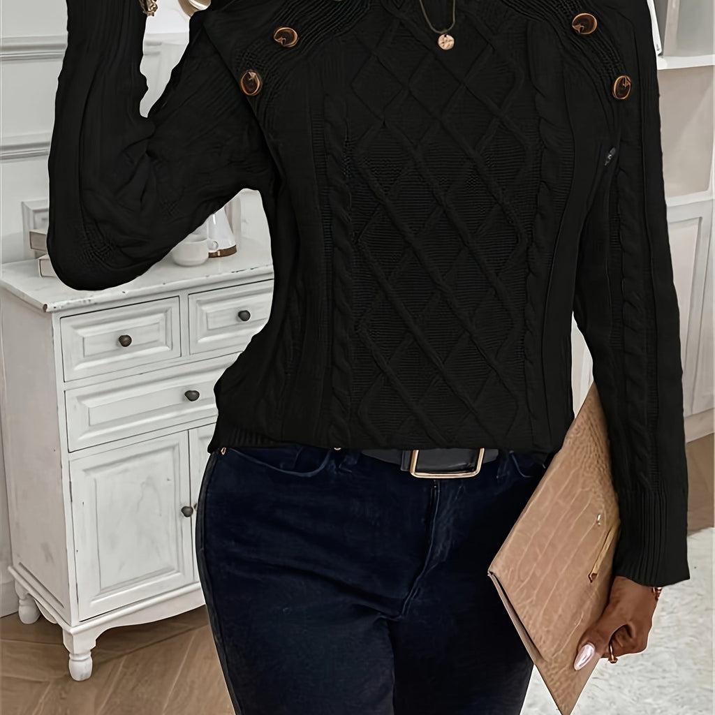 Evy | Classic Round Neck Cable Knit Sweater