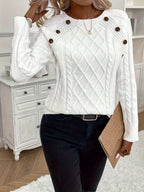 Evy | Classic Round Neck Cable Knit Sweater