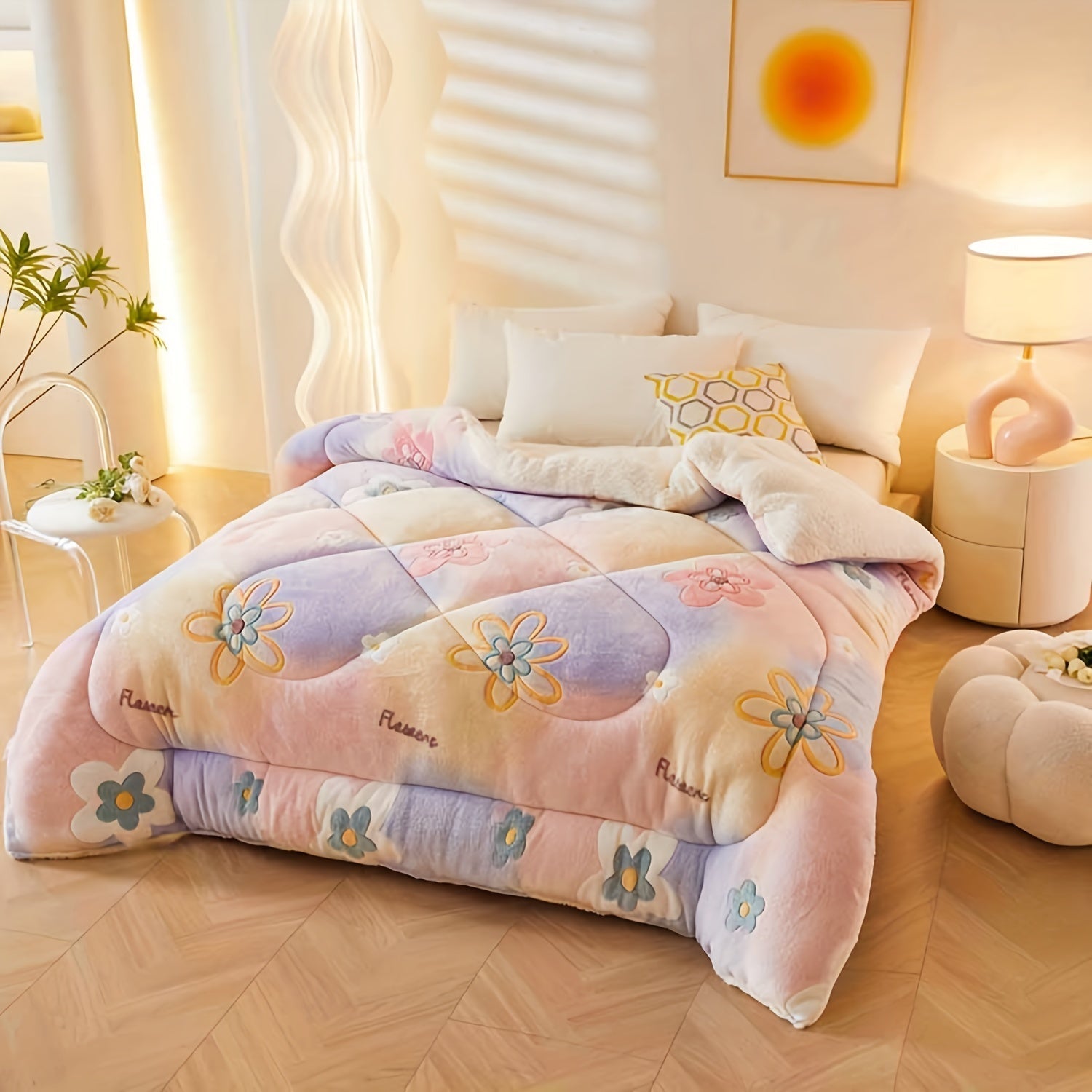 Cozy Floral Print Flannel Duvet for Your Bedroom