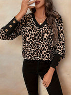 Fay | Women's V-Neck Sweatshirt with Casual Lion Print