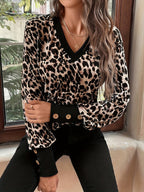Fay | Women's V-Neck Sweatshirt with Casual Lion Print