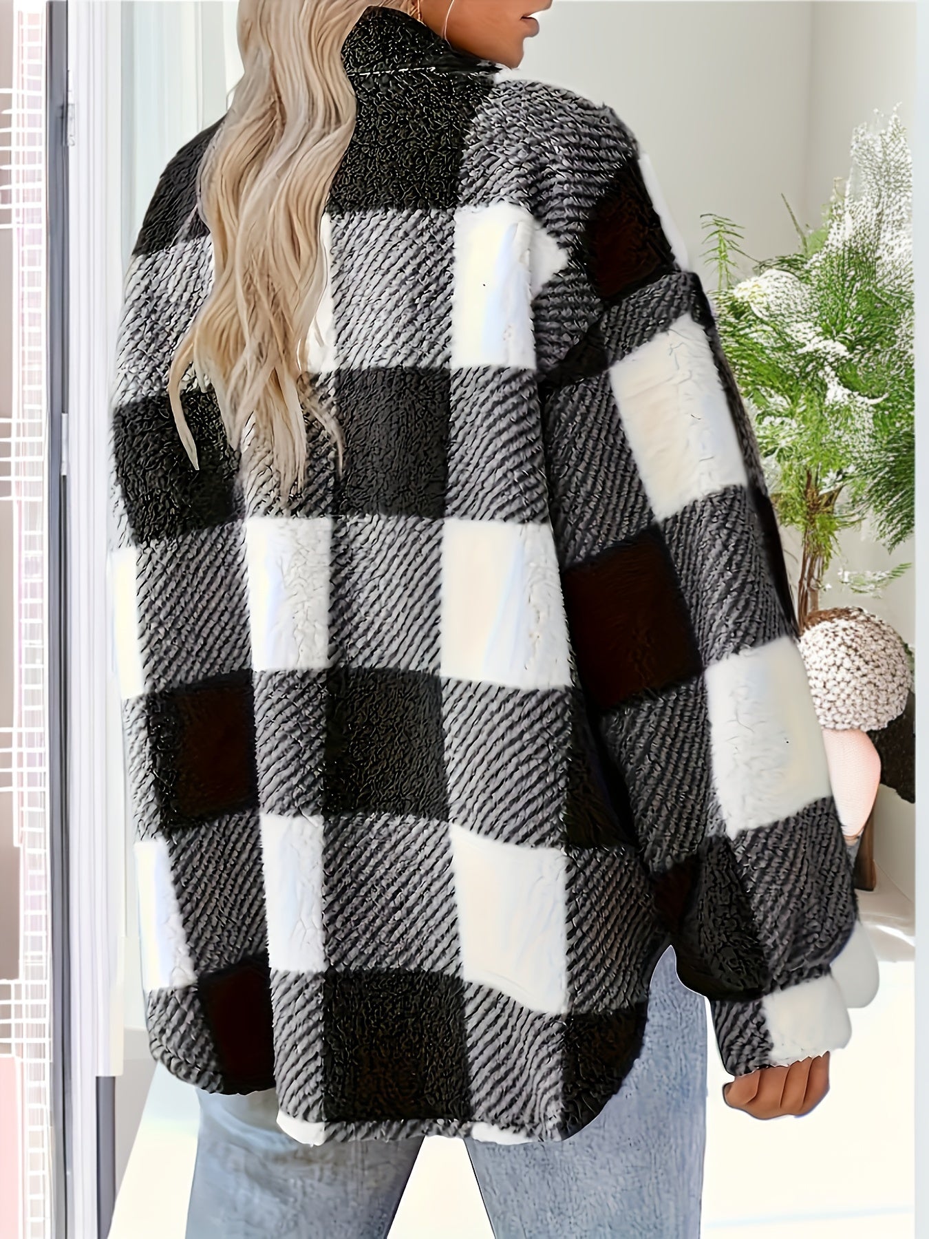Feline | Long Sleeve Checked Button-Up Coat