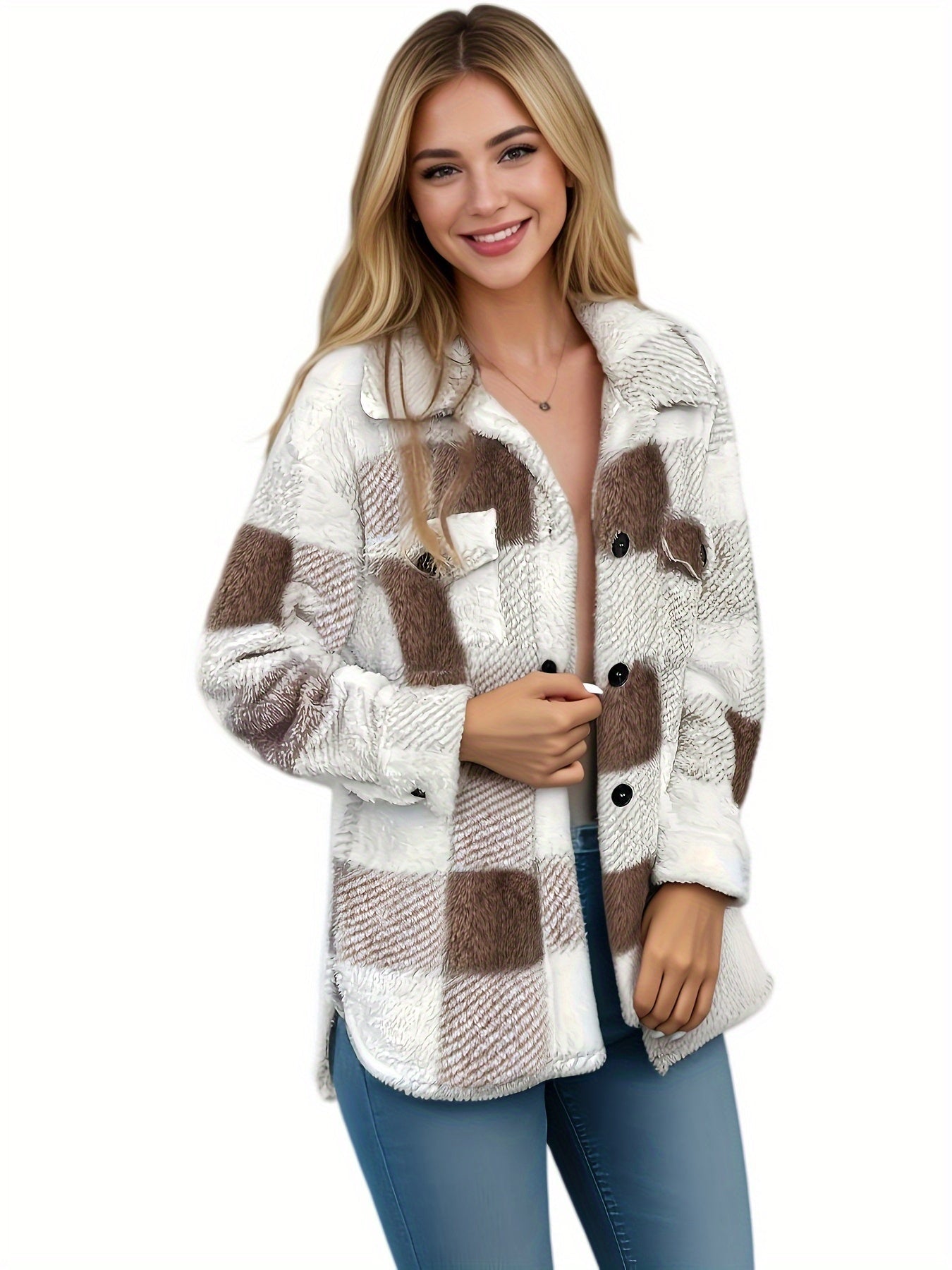 Feline | Long Sleeve Checked Button-Up Coat