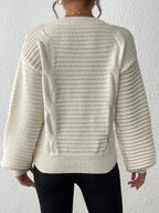 Fien | Chic Cable-Knit Sweater with Heart Design and Balloon Sleeves