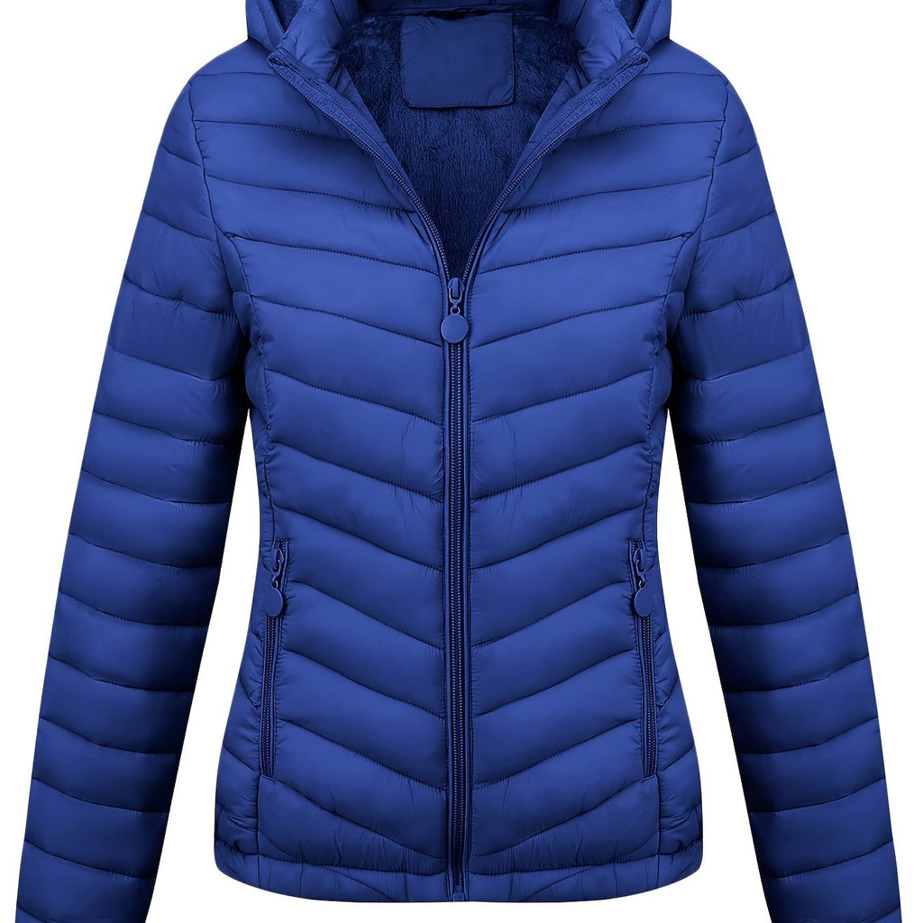Fien | Angled Pocket Quilted Puffy Hoodie Jacket