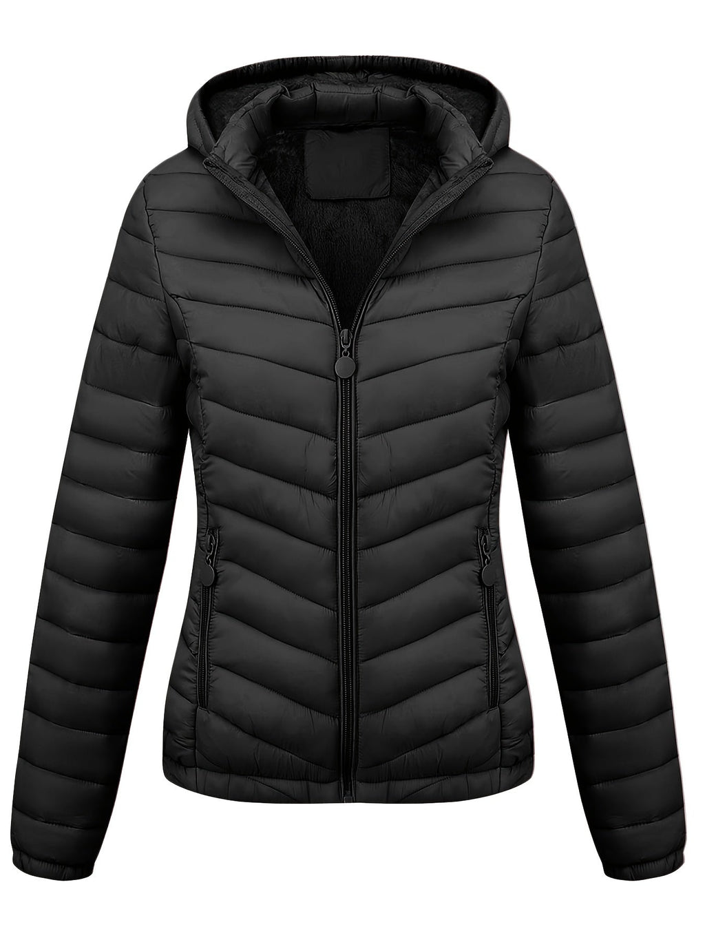 Fien | Angled Pocket Quilted Puffy Hoodie Jacket