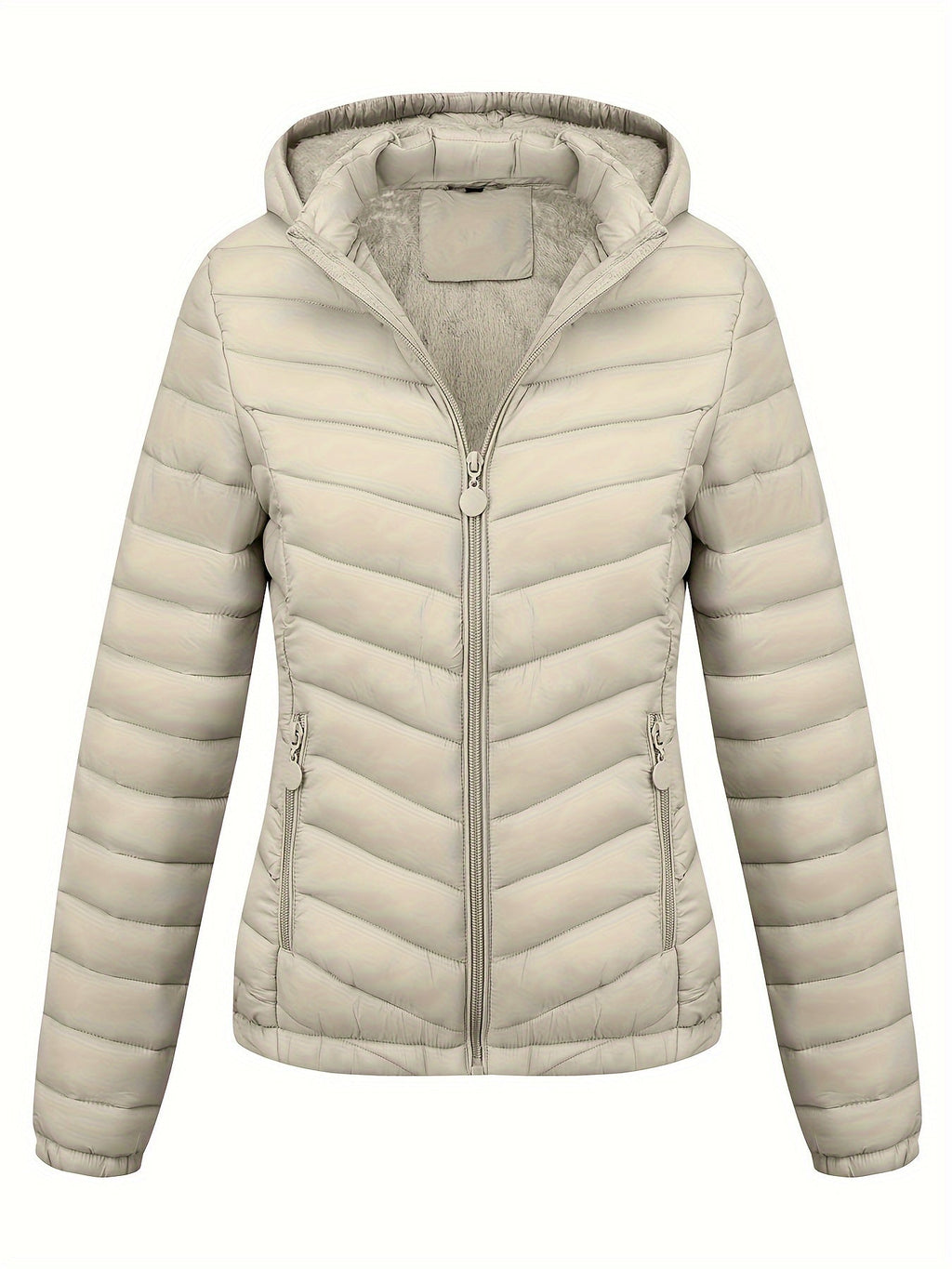 Fien | Angled Pocket Quilted Puffy Hoodie Jacket