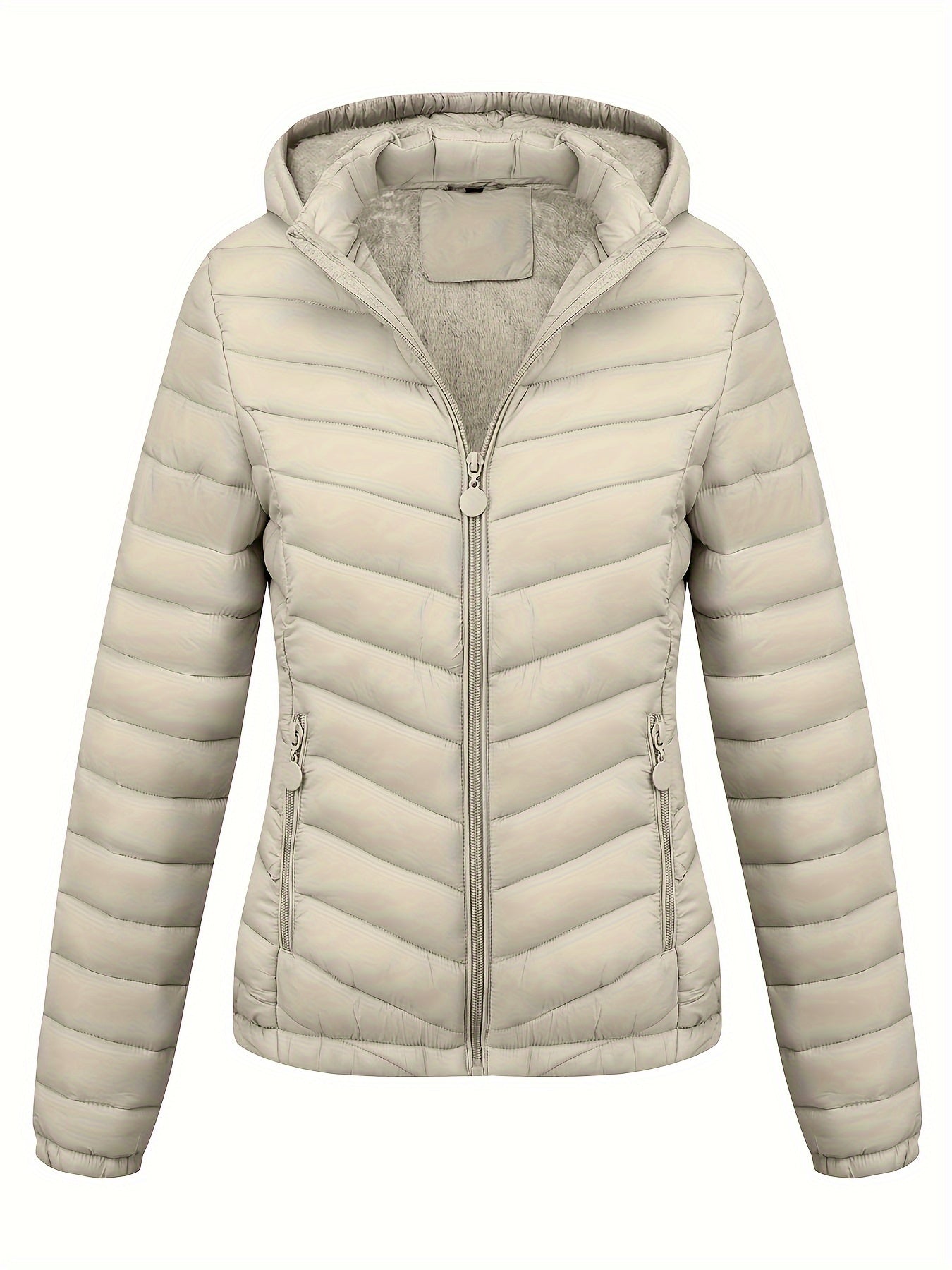 Fien | Angled Pocket Quilted Puffy Hoodie Jacket