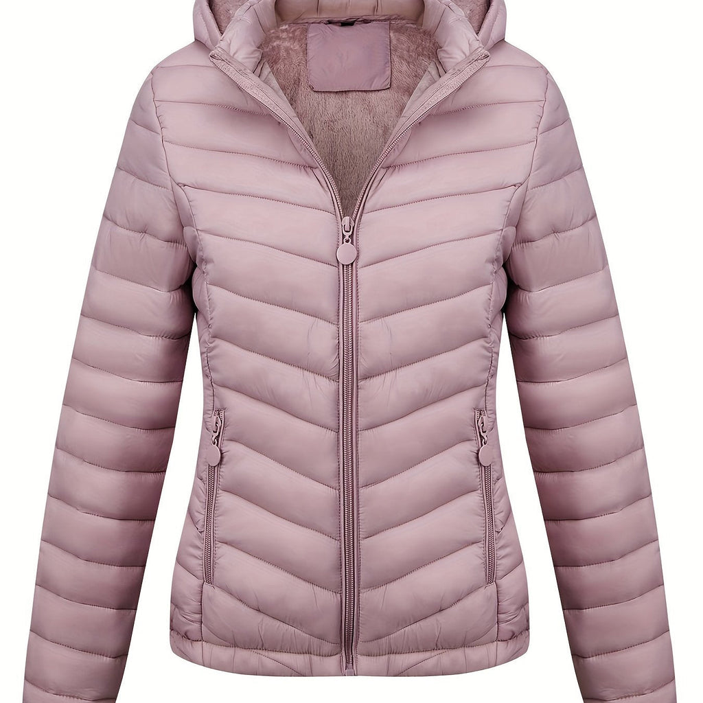 Fien | Angled Pocket Quilted Puffy Hoodie Jacket