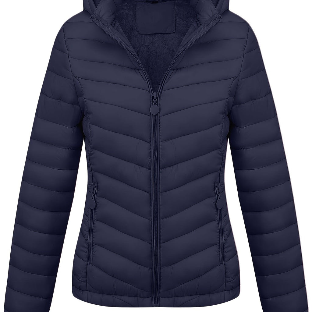 Fien | Angled Pocket Quilted Puffy Hoodie Jacket