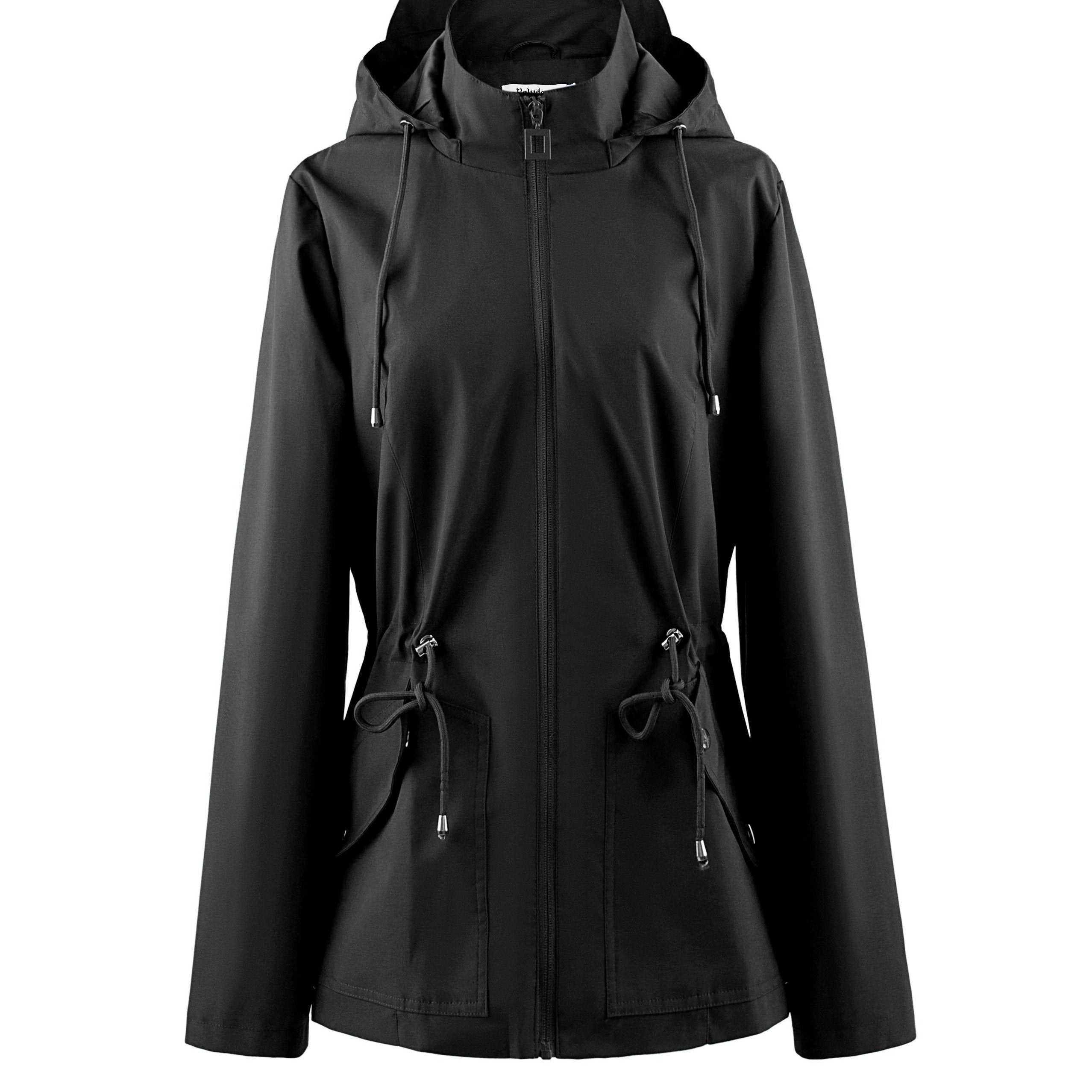Waterproof Tailored Jacket with Hood for Spring and Autumn