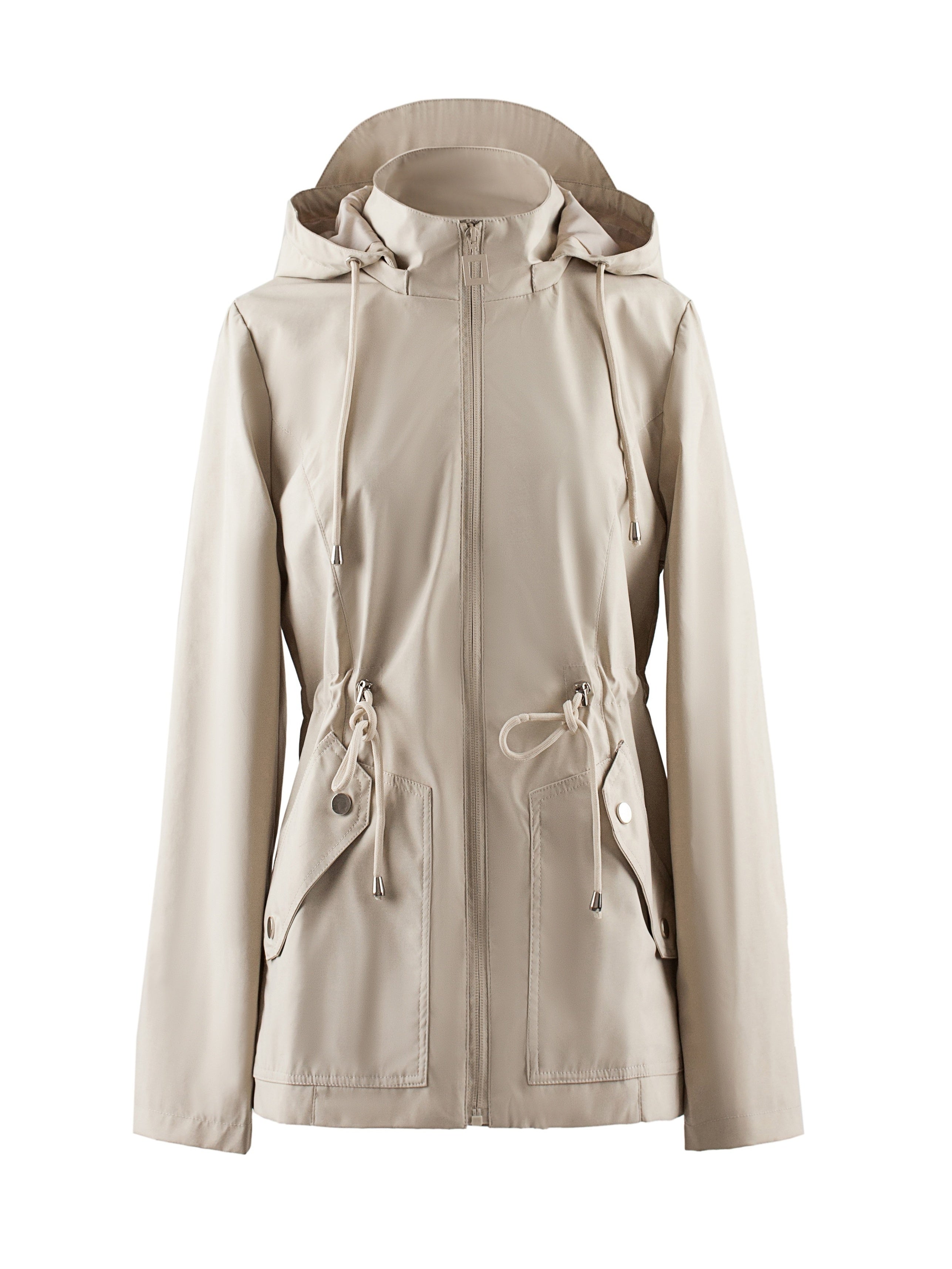 Waterproof Tailored Jacket with Hood for Spring and Autumn