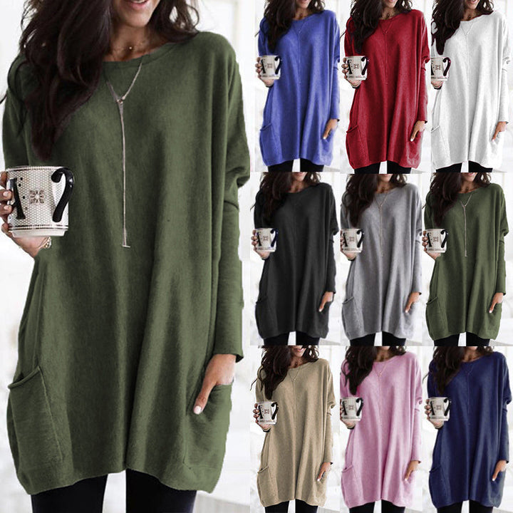 Women's Sweater Dress Featuring Convenient Pockets