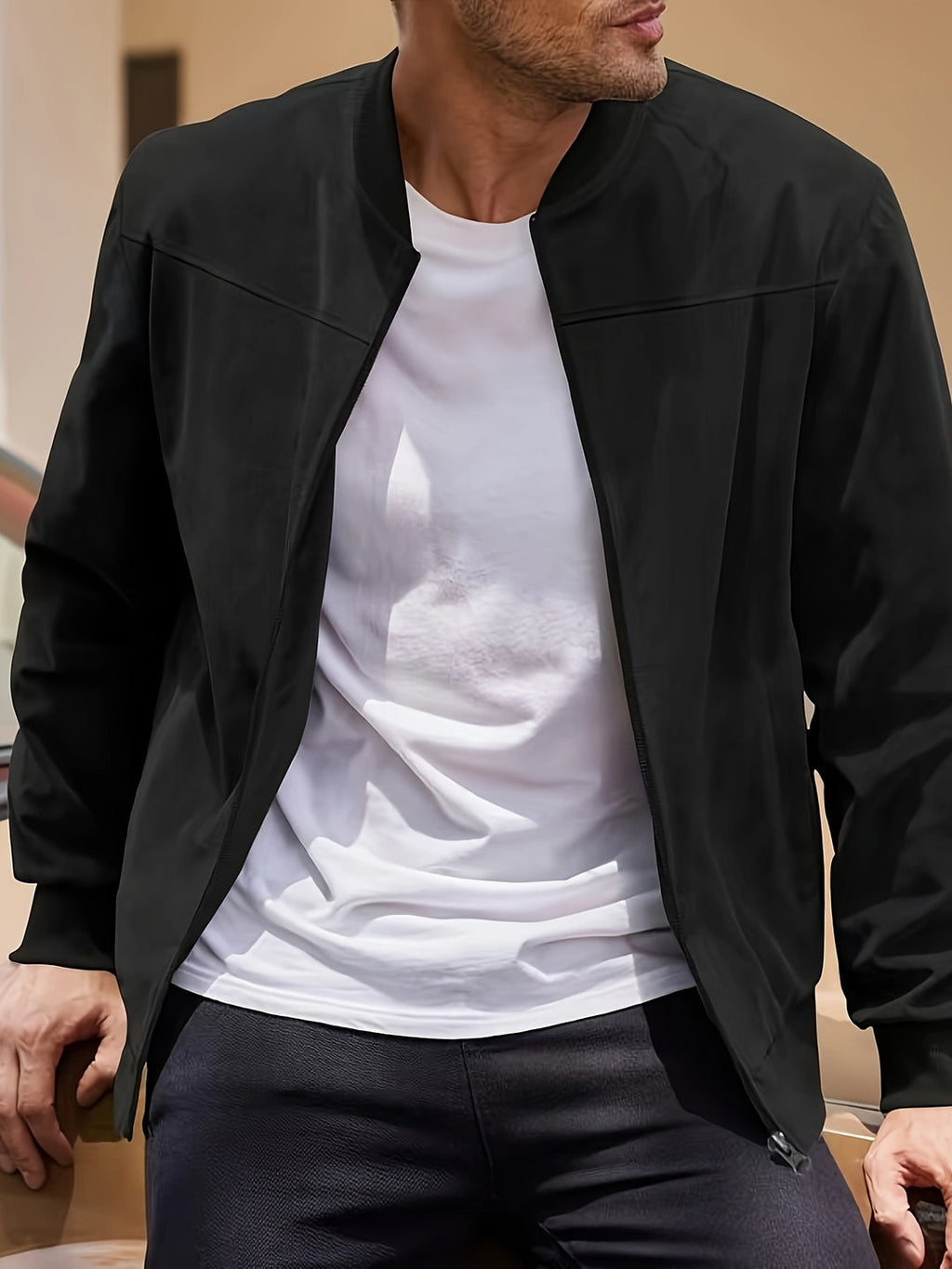 LOMO Men's Autumn Round Collar Jacket