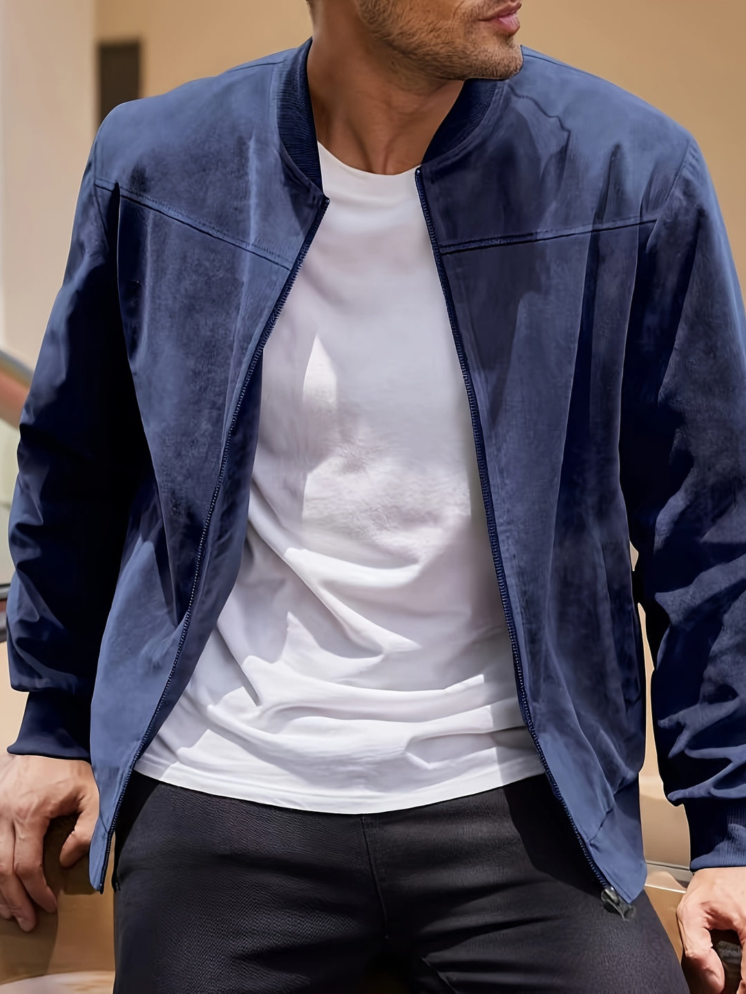 LOMO Men's Autumn Round Collar Jacket