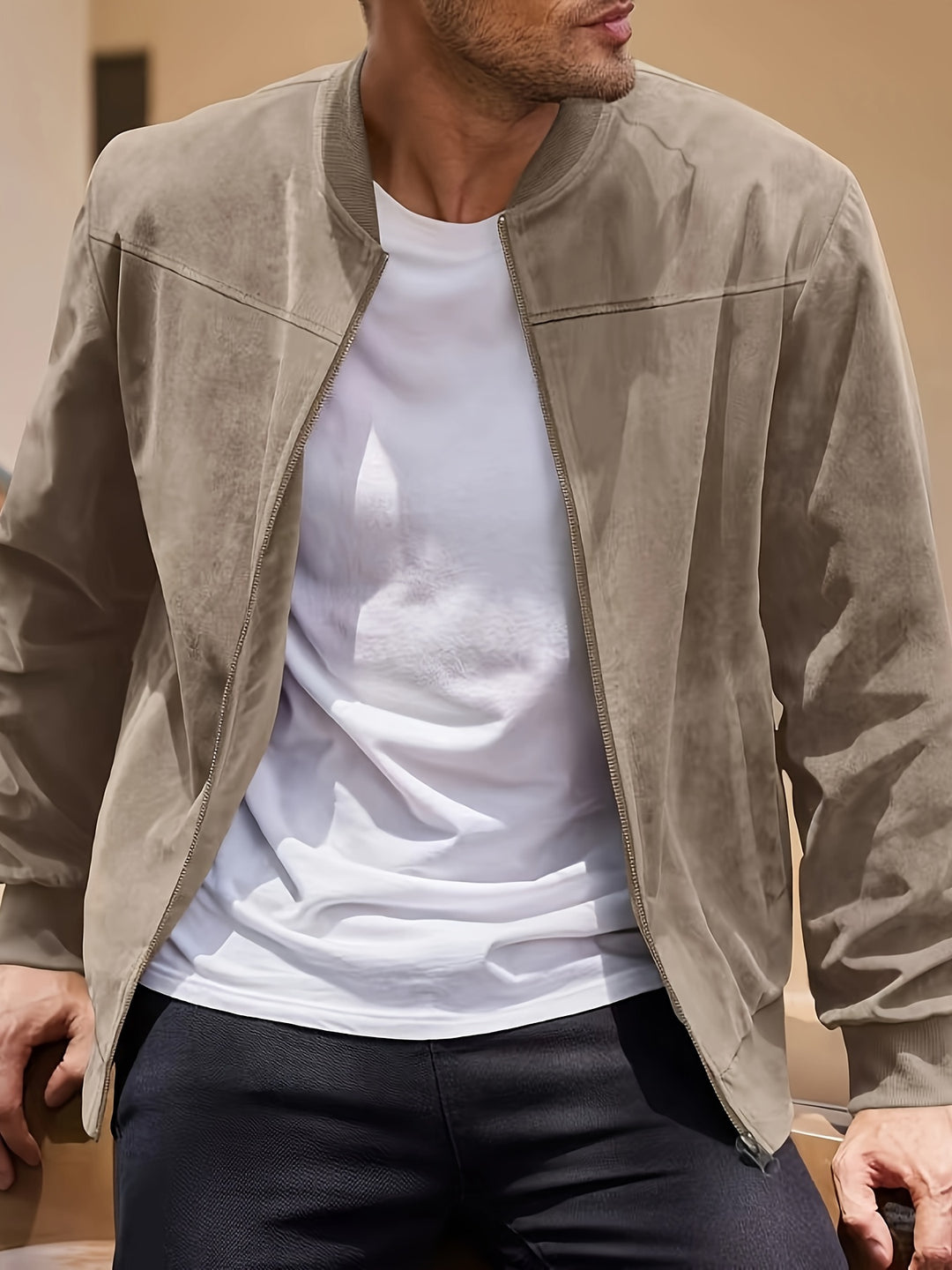 LOMO Men's Autumn Round Collar Jacket