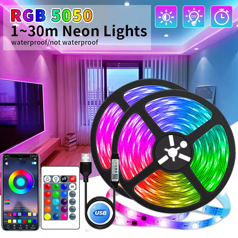 RGB LED USB Strip Light - Color-Changing Ambiance for Home Decor and TV Backlighting