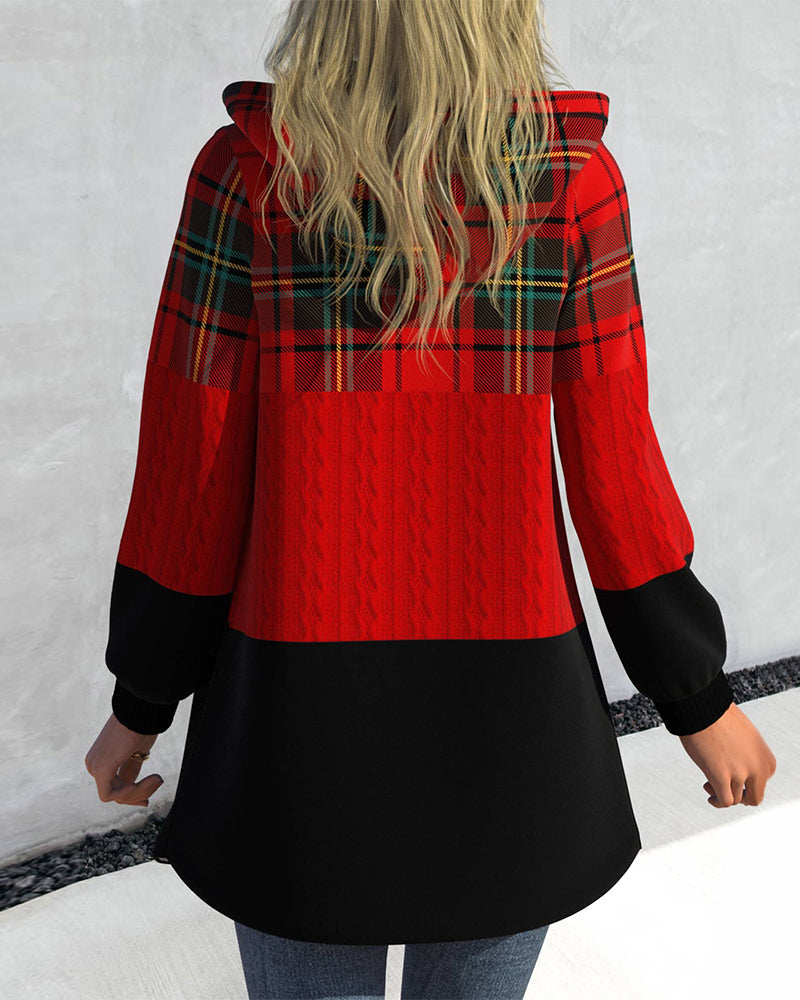 Checked Hooded Zip Jacket
