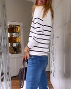 Zippered Striped Sweater
