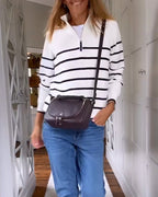 Zippered Striped Sweater