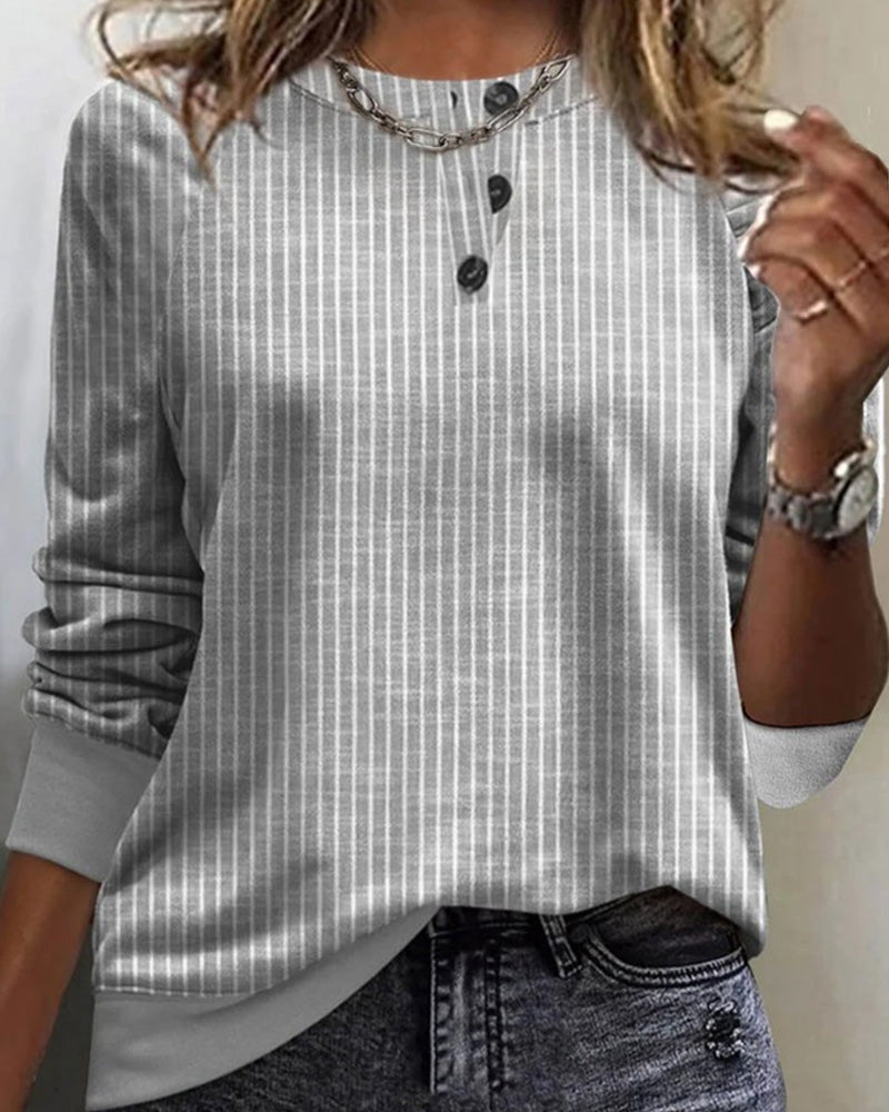 Round Neck Striped Sweater