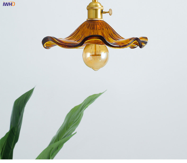 Nordic LED Pendant Light | Vibrant Glass and Copper Fixture for Bedroom, Living Room, and Bar