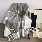 Luxurious Gold Cashmere and Wool Throw Blanket