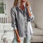 Jamie - Ruffled Blouse with Stand-Up Collar
