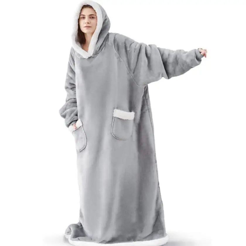 Oversized Sleeved Blanket Robe with Head Opening
