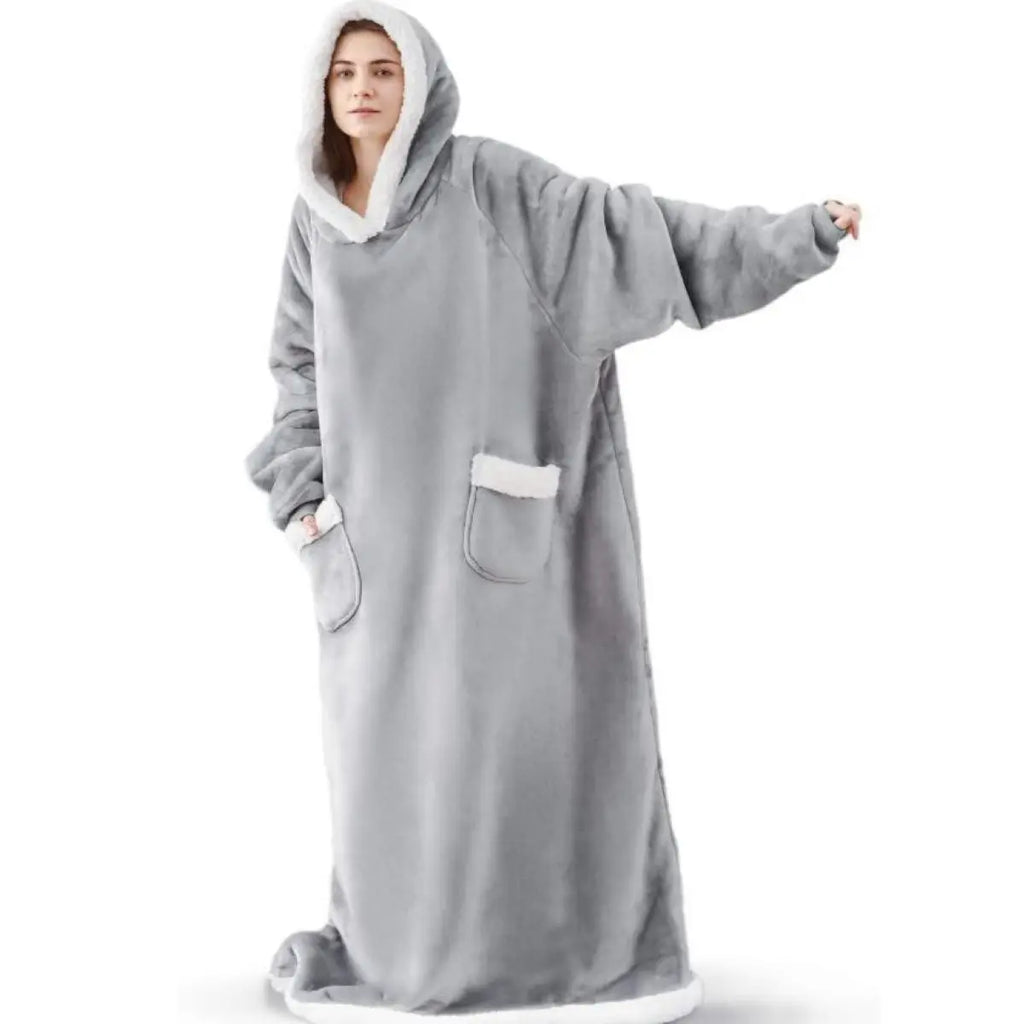Oversized Sleeved Blanket Robe with Head Opening