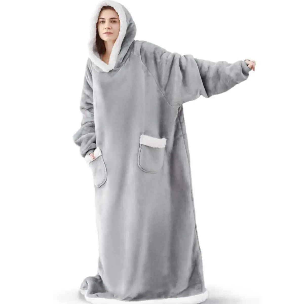 Oversized Sleeved Blanket Robe with Head Opening