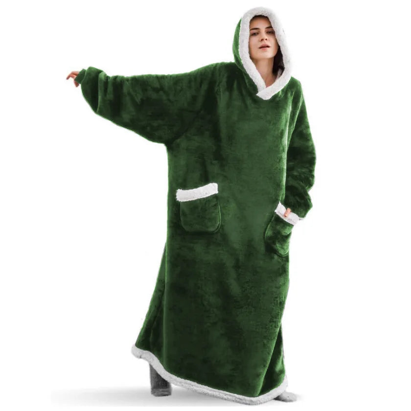 Oversized Sleeved Blanket Robe with Head Opening