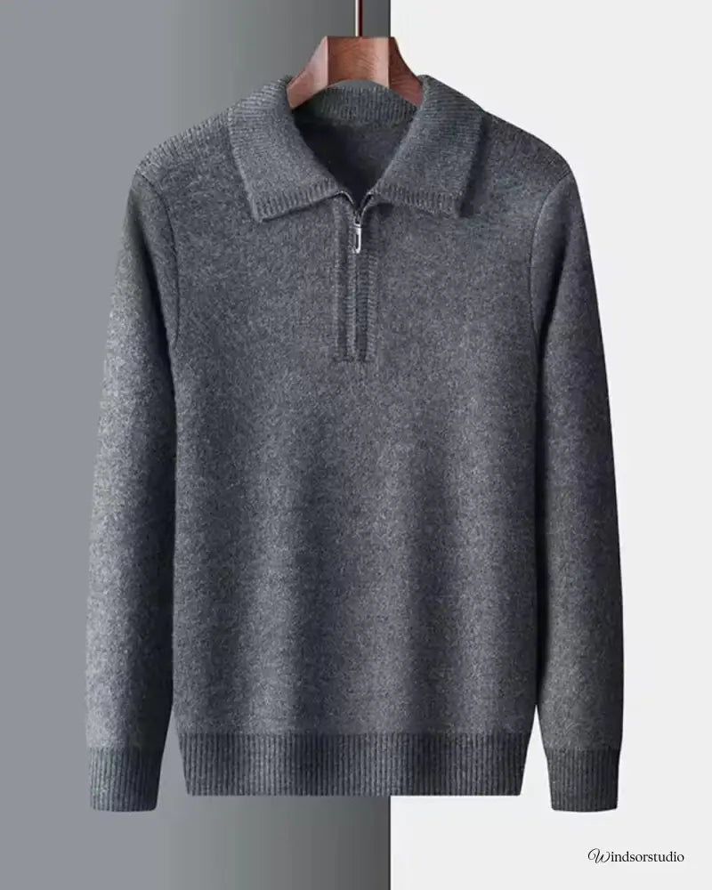 Gstaad Quarter-Zip Cashmere Sweater Grey / M